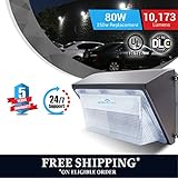 LEDMYPLACE LED 80W Wall Pack Fixture, 350-400W HPS/HID Replacement, 5700K, 10,173 Lumens, Waterproof and Outdoor Rated,