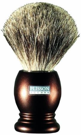 Plissons 955805 Shaving Brush - Size 12 - Chocolate-Coloured Handle with Pure Grey Bristles by Plisson