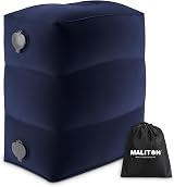 Maliton Inflatable Airplane Footrest Navy Blue Adjustable Travel Pillow