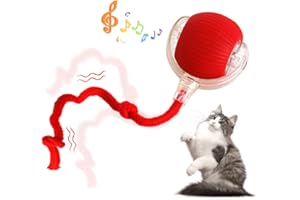 Yonynn Interactive Rolling Cat Dog Ball Toy, Smart Automatic Moving Cat Toys for Indoor Cats, Self-Rolling Interactive Cat Toy Ball for Kittens & Small Dogs, Fun Gifts for People Who Love Cats (Red)