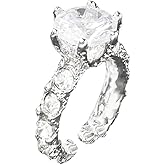 CASOLVX Full CZ Ring Hip-hop Rings Rhinestone Open Rings Jewelry for Women and Men