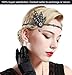 BABEYOND Art Deco 1920's Flapper Great Gatsby Inspired Leaf Medallion Pearl Headpiece Headband Black