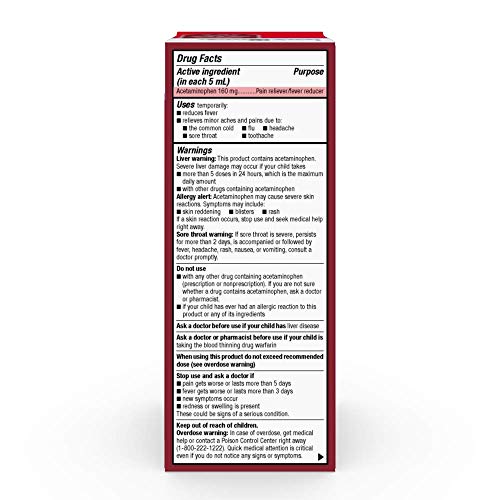 Amazon Basic Care Acetaminophen Children's Pain Reliever Oral Suspension Liquid, 4 Oz