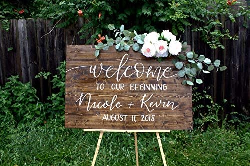 Avery Carey Wedding Decor Welcome Sign 24x36 Welcome to Our Beginning Sign Plaque Wood Welcome Sign Custom Wedding Decor Sign Welcome to Our Wedding Decor Sign