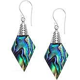 BALI LEGACY 925 Sterling Silver Abalone Shell Dangle Drop Earrings Stylish Fashion Beach Jewelry Unique Women Costume Jewelry for Women Birthday Christmas Gifts