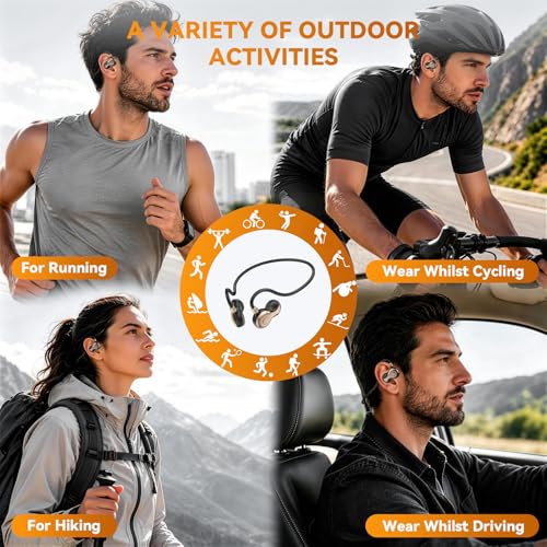 OHAYO Running Headphones Wireless, Open Ear Headphones Wireless, Bluetooth V6.0 Earphones, Noise Cancelling Mics, IPX7 Waterproof,10h Playtime for Running, 2h Magnetic Fast Charging