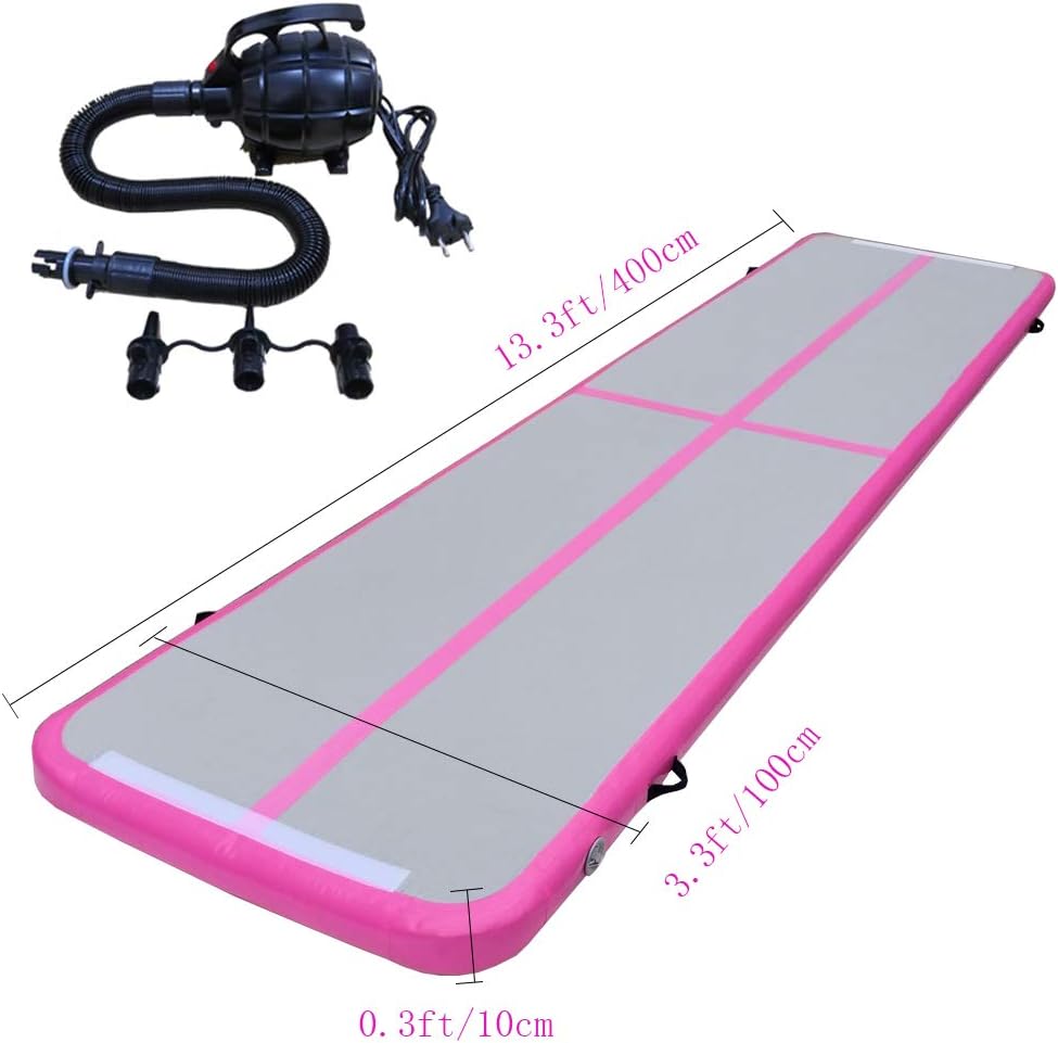 Star Paraselene 10ft/13.3ft/16.7ft/20ft Inflatable Airtrack,Tumbling Gymnastics Mat, Waterproof Air Track,with Electric Air Pump for Home Use/Training/Cheerleading/Beach