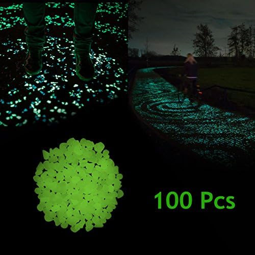 Glow Pebbles-400 Pcs Glow in the Dark Garden Pebbles Luminous Stone for Walkway Yard and Decor DIY Decorative Gravel Stones- Walkway Wedding Decoration Party Event Supplies (100, Green)