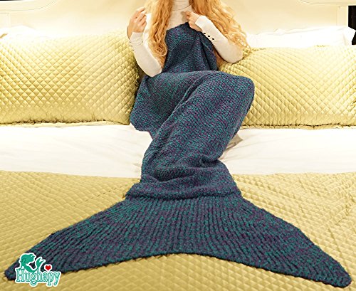 Hughapy teen adult crochet mermaid tail blanket snuggle…