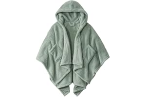 CUBRIDGE Wearable Blanket Sherpa Poncho Office Work Warm Cozy Shawl Blanket,Plush Cape Wrap for Adults
