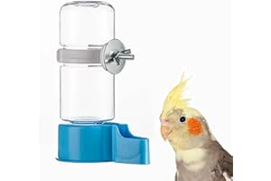 YJJKJ Pet Bird Automatic Water Feeder, 4.73 Fl Oz Parrot Water Dispenser, Bird Cage Suspended Automatic Water Dispenser for Parakeet Budgie Lovebirds Canary Cockatiel (Blue)