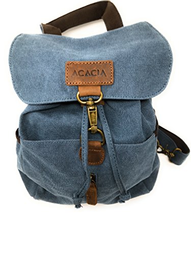 Nickanny's Conceal Carry Purse Multi Pocket Backpack Sling -Water Repellent Canvas for Women, Girls or Men-Unisex-Crossbody Convertible-Photography Rucksack Bag (Blue)