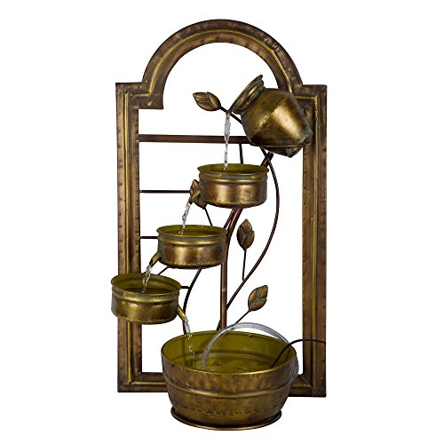 FJJT Decorative Iron Wall Water Fountain Metal Wall Water Fountain in Copper for Indoor Water Fountain