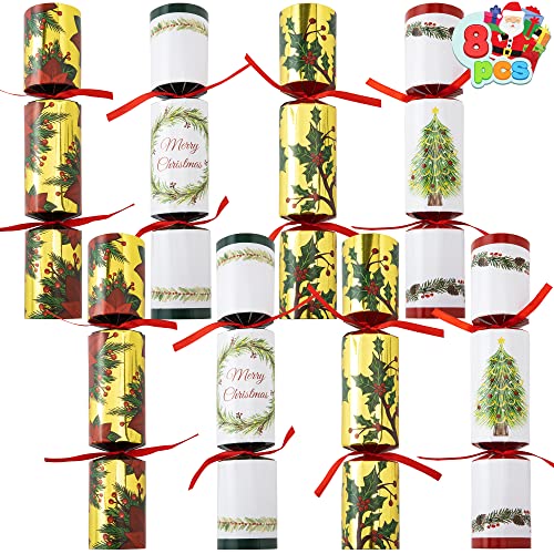 JOYIN 8 Pack Classic Christmas Design Party Favor Non-Snap Party Table Favors for Xmas Gift, Christmas Seasonal Holiday Dinner Traditions
