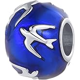 MiiFort Swallow Birds Freedom Blue Spacer Bead Charm Compatible with Pandora Charms Bracelets