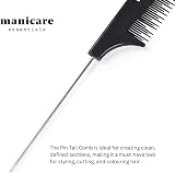 Manicare Pin Tail Comb for Sectioning and Styling - Anti-Static Metal Pin Tail view 3