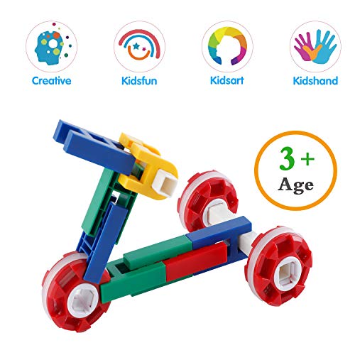 ZoZoplay STEM Learning Toy Engineering Creative Construction Building Blocks Kids Educational Toy Set for Boys and Girls Ages 3 4 5 6 7 8 9 Yr Old (80 PCS)