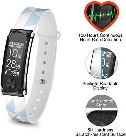 Q-Band Q-68HR-06 Accurate Health & Fitness Tracker Watch, 100 Hours Heart Rate Monitor, Bluetooth Activity Tracker, Sunlight Readable Scratch-Resistant Big Screen, Pedometer Band