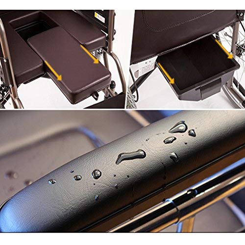 yuwell Premium Medical Multi-Function Folding Manual Commode Wheelchair with Handbrakes,Highly Adjus