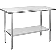 HALLY Stainless Steel Table for Prep & Work 24 x 48 Inches, NSF Commercial Heavy Duty Table with Undershelf and Galvanized Legs for Restaurant, Home and Hotel
