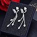 YOQUCOL Women Cubic Zirconia Crystal Long Drop Dangle Clip On Earrings For Not Pierced Women