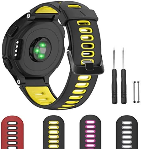 Picowe Watch Band Strap, Soft Rubber Watchbands Replacement Kits, Watch Accessories for Garmin Forerunner 735XT/630/620/235/230/220 (Red Black)