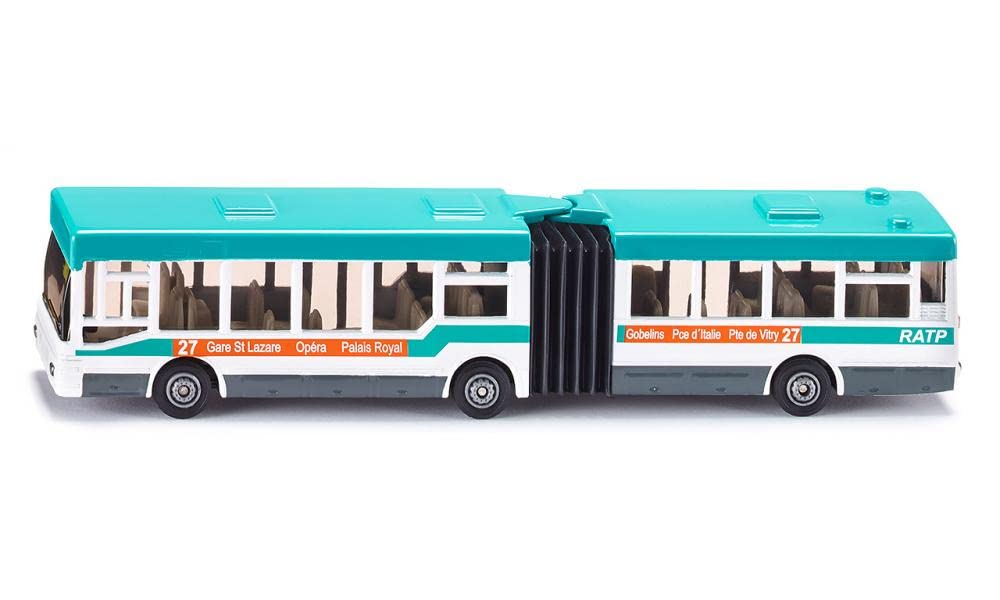 Siku 1617001 RATP France articulated bus, metal/plastic, turquoise/white, multi-purpose, toy vehicle for children