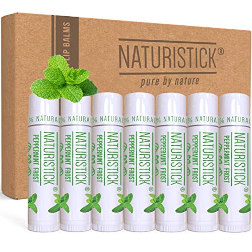 7Pack Peppermint Lip Balm Gift Set by Naturistick. 100 Natural