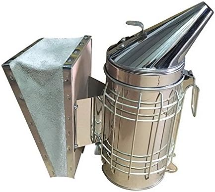 Bee Hive Smoker Stainless Steel with Metal Heat Shield Protection Beekeeping Equipment – Superior Airflow Bellow and Excellent Smoke Output