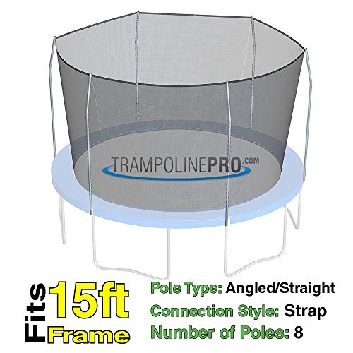 Trampoline Replacement Nets with Straps | Sizes 12 ft - 14 ft - 15 ft | Net Only | Poles Not Included (15 ft Net w/Straps for 8 Poles)