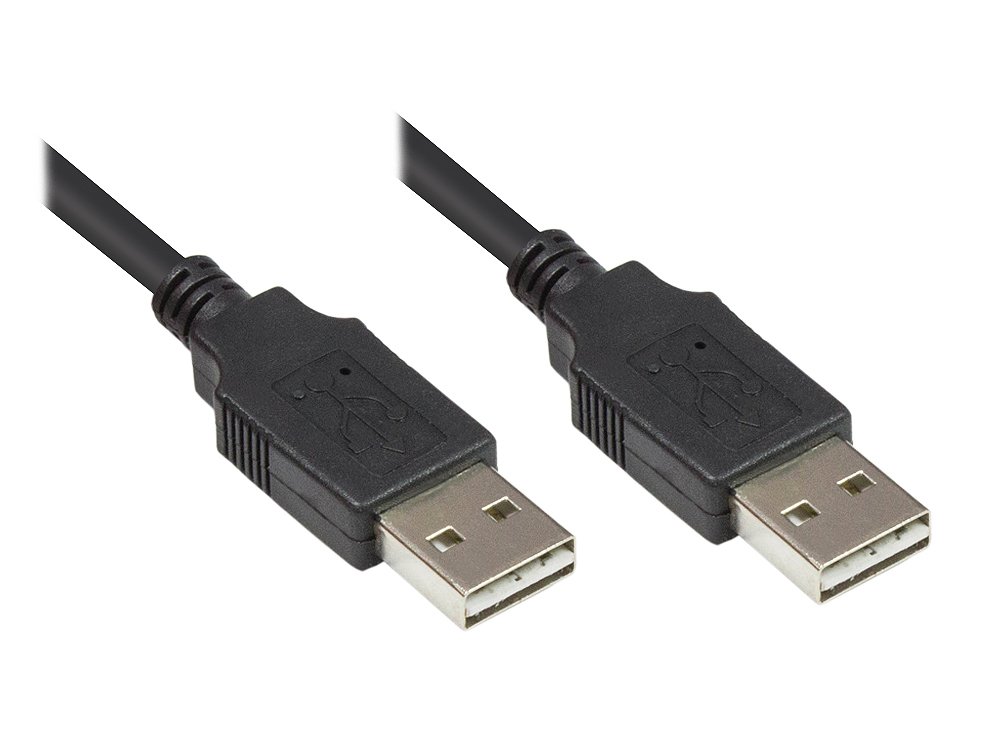 Good Connections Connection Cable USB 2.0 Easy A Male to Easy A Male (Can be Used on Both Sides) - Foil and Braided Shielding, Copper Cores (OFC) - High Speed up to 480 Mbit/s - Black, 1 m