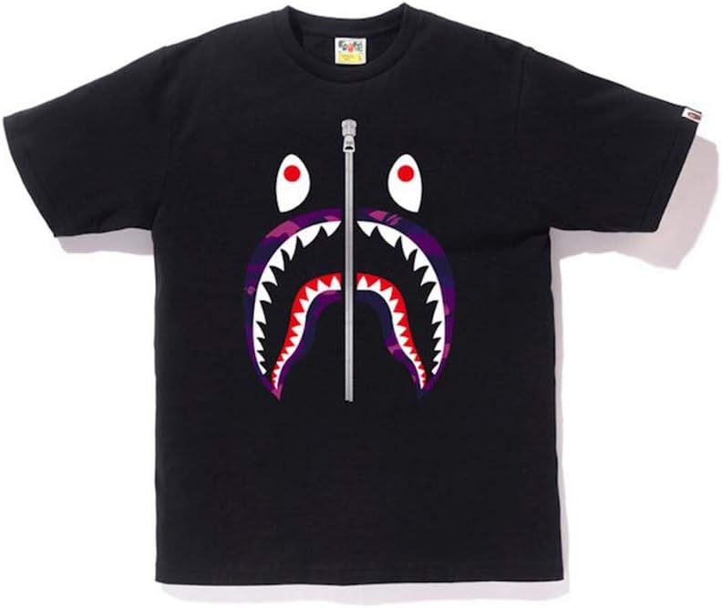bape Shirt Women|BAPE Classic Shark Head 190g Cotton Short Sleeve Men Women Couple