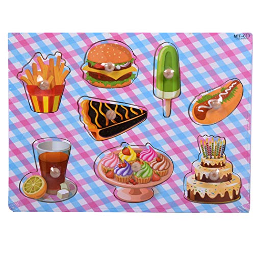 SIPLIV Wooden Pegged Puzzles Set Learning Puzzles Board for 2-5 Years Old Kids Preschool Early Education Toys and Games, 2 Pcs - Dessert