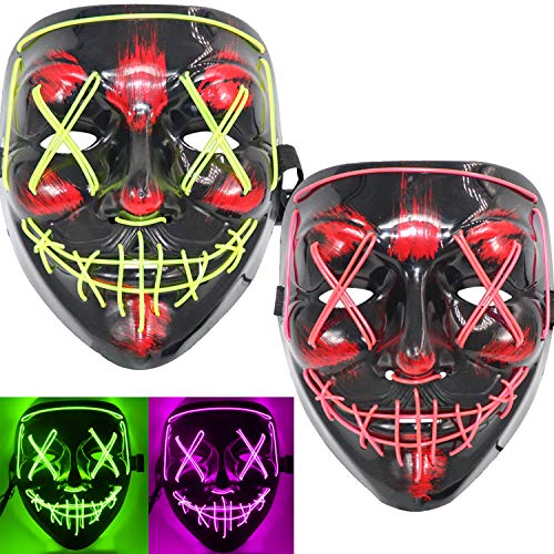 ThEast Halloween Face Mask LED Light Up Purge Masks for Festival