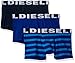 Diesel Men's Shawn Three Pack Fresh&Bright Trunk, Blue/Light Blue Stripe, Blue, Navy, Medium