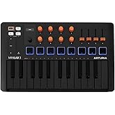 Arturia MiniLab 3 Universal MIDI Controller, Black/Orange | All in One Software Package, 25 Keys, 8 Multi-Color Pads, White MiniLab 3 Only, Black/Orange
