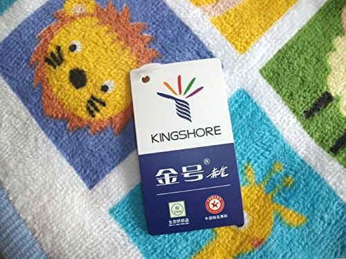 Hiibaby T1168 Lovely Cartoon Animals Pattern Baby Kid Bathroom Hand Face Towels 52cm26cm Rectangular Cloth Rectangular Cloth 100% Cotton Soft Touch First Class Product (Blue)