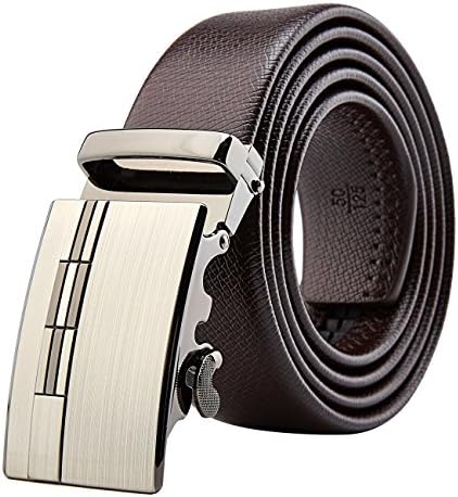 Men's Leather Dress Ratchet Belt With Automatic Slide Buckle ( Brown,Black) (S27-brown)