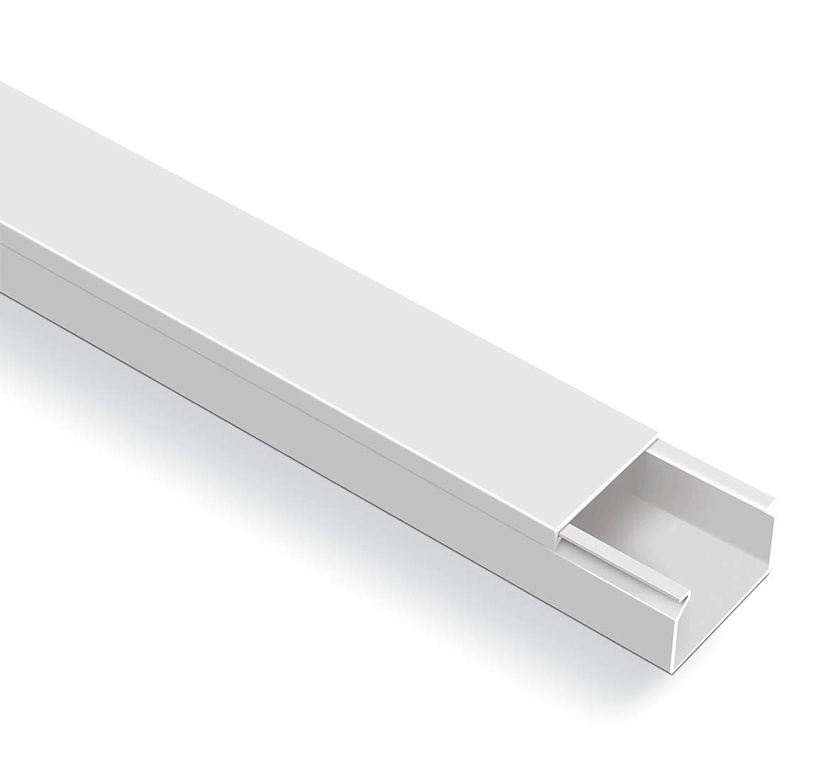 Gaine Câbles Autocollante Blanche 200cm - Cache-fils PVC 15x10mm Pour TV, Bureau - Sans Outil
