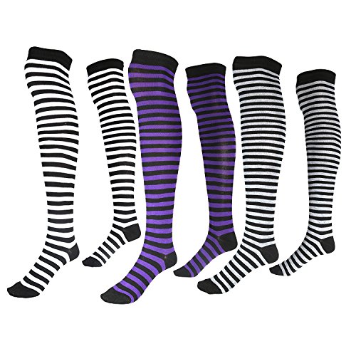 Womens extra long striped socks(over knee high opaque stockings) …