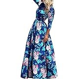 Cutecc Women Lady Long Sleeve Floral Party Cocktail Long Maxi Dress (XL)