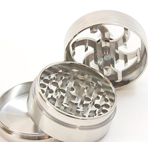 Three Piece 2 1/2" Herb, Spice, Tobacco, etc Grinder with Lever - Thumbnail 2