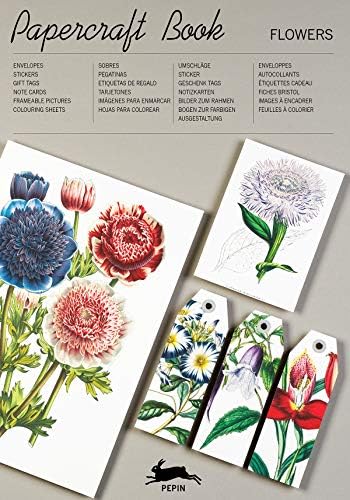 Flowers: Paper Craft Book with Cards, Envelopes, Stickers, Tags & Colouring Sheets (Multilingual Edition)