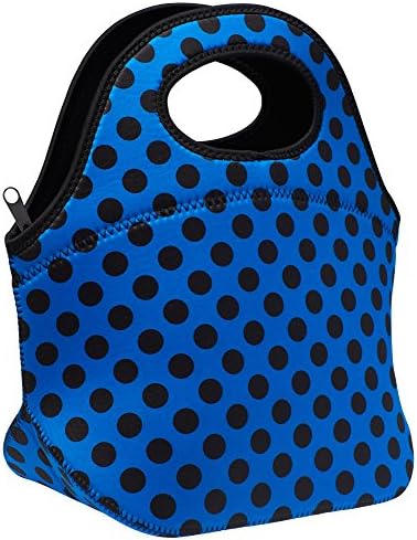 SWEET CONCEPTS Insulated Reusable Neoprene Lunch Bag - Blue Polka Dot