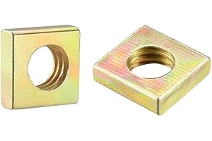 uxcell Square Nuts, M6x10mmx3mm Yellow Zinc Plated Metric Coarse Thread Assortment Kit, 50 Pcs