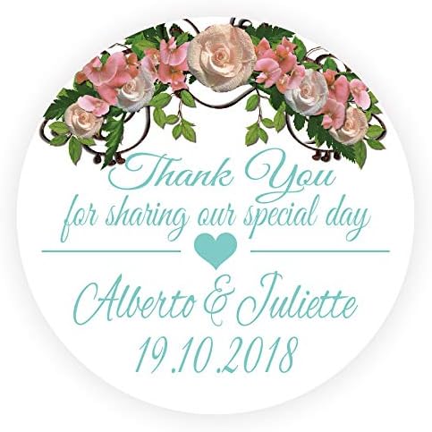 LYLY 50 pcs Personalised Stickers Thank You for Sharing Our Special Day - 4 cm Diameter Round Marriage Wedding Decorate Baptism Birthday Christmas Invitation Favors Envelope Seals > Blue