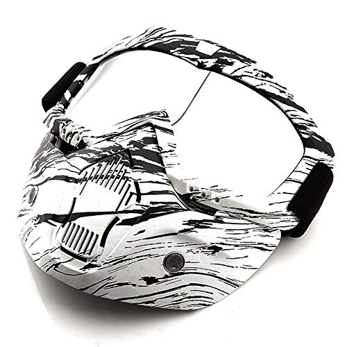 FOONEE Motorcycle Helmet Mask, Retro Motocross Goggle with Removable Face Mask UV400 Detachable Fog-Proof Warm ATC Goggles for Racing Airsoft Riding