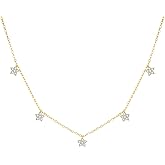 Gold Necklace for Women Non Tarnish, 14K Gold Plated Dainty CZ Clover Marquise Flower Charm Diamond Choker Necklace for Women Trendy Wedding Jewelry