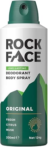 Rock Face Men’s Body Spray Original Citrus 200ml Long Lasting Deodorant