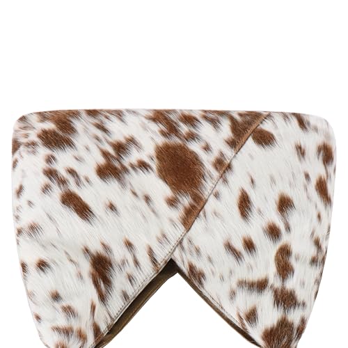 Genuine Cowhide Leather Hobo Shoulder Bag for Women Hair-On Hide Handbag with Adjustable Strap Natural Brown & White Cow Print Premium Leather Purse